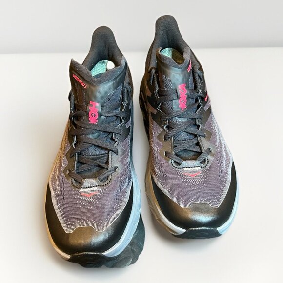 NEW Hoka One Speedgoat 5 GTX Trail Running Shoes GoreTex Women Size 10 Black Red - Picture 2 of 15